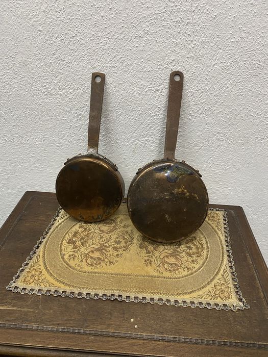 Старинни медни тигани комплект 2 броя Западна Европа 1900