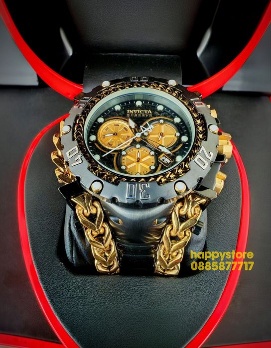 INVICTA Gladiator Black/Gold 60 mm, Инвикта нов ръчен часовник