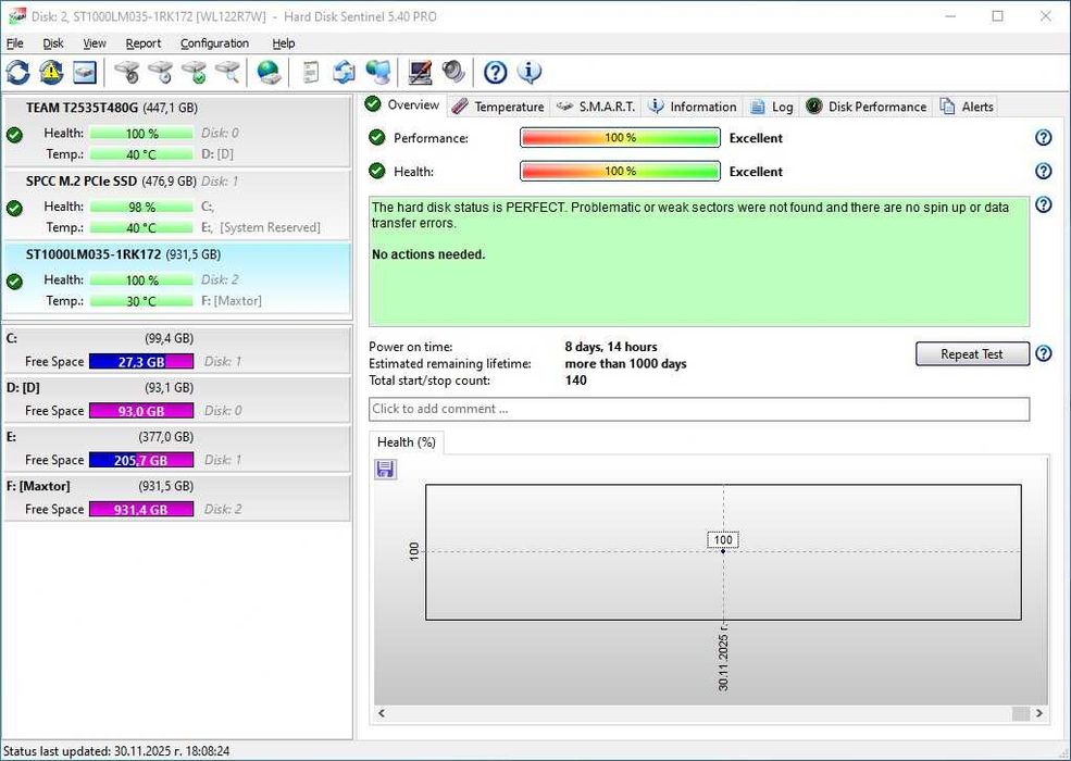 HDD Maxtor 1TB на 8 дена работа преносим диск
