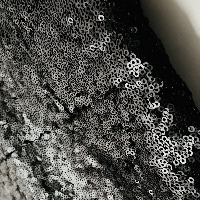 Елегантна коктейла черна рокля с пайети, дълъг ръкав, S