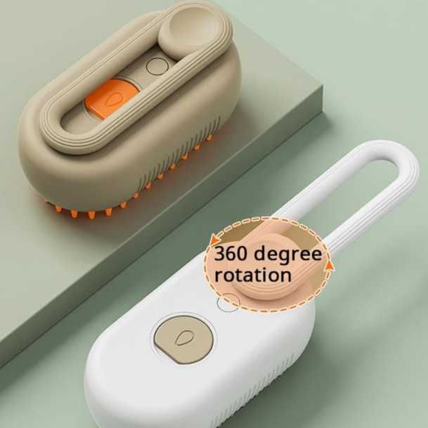 Perie cu Abur Pentru Animale de Companie, 3 in 1, Incarcare USB, Crem