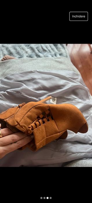 Botine noi, caramel, toc 10cm, mas 37