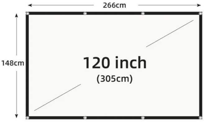 ALR Экран для Проектора 120" с Чёрной Рамкой, Антибликовый