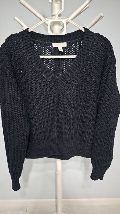 Pulover tricotat H&M pentru femei, bleumarin inchis/negru, marimea S