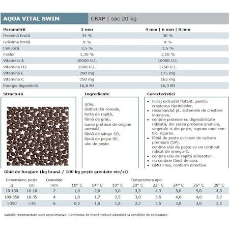 Aqua garant hrana Pastrav, sturion, crap, cega, caras, koi etc