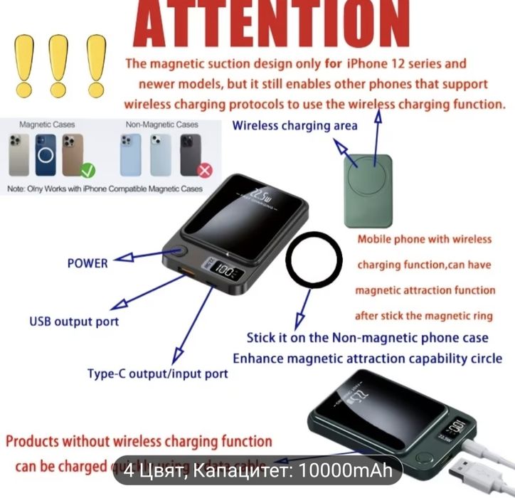 Нов преносим Power bank 10000 mha