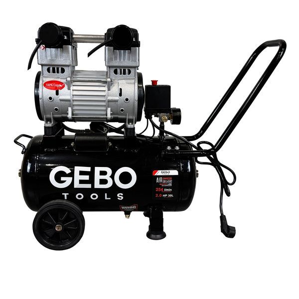 Безшумен компресор без масло 30 л gebo tools