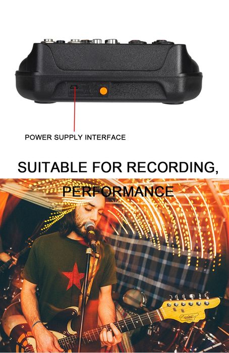 Смесителен пулт, 4 канален DJ Mixer с USB Player и Bluetooth,