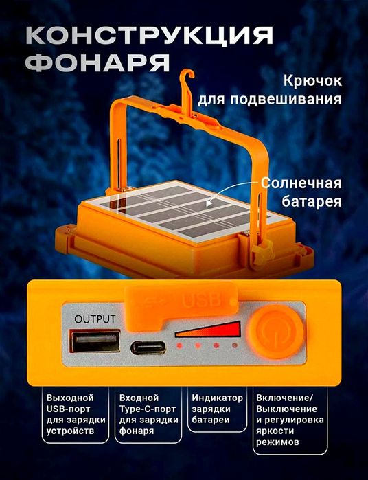 Мощный LED прожектор на солнечной батарее с магнитами для крепл