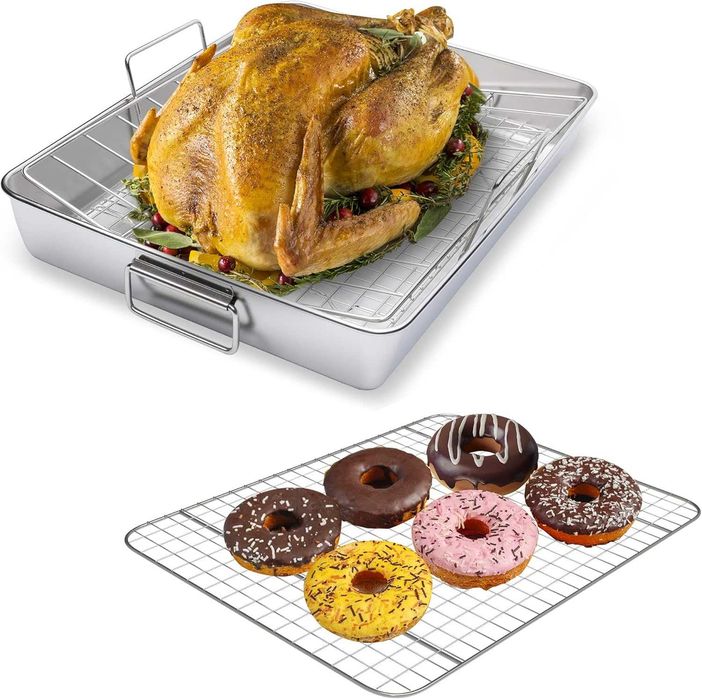 Tava Inox PROFESIONALA, cu 2 gratare scurgere, REDUS de la 300RON