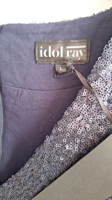 Rochie de seara, bleumarin, paietee si franjuri