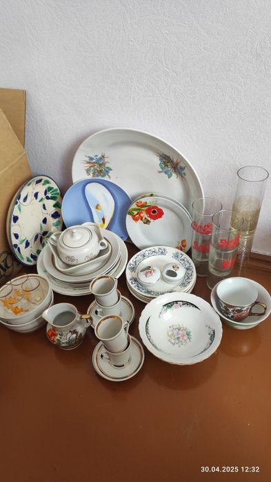 Хрусталь, набор, ваза, сальник, статуэтки.