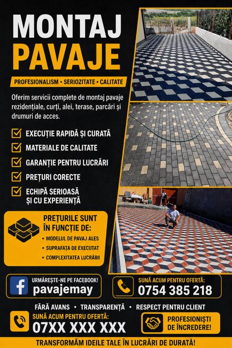 Meserias montaj pavaje curti si parcari