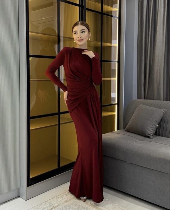 Вечернее платье бордовый , размер 46