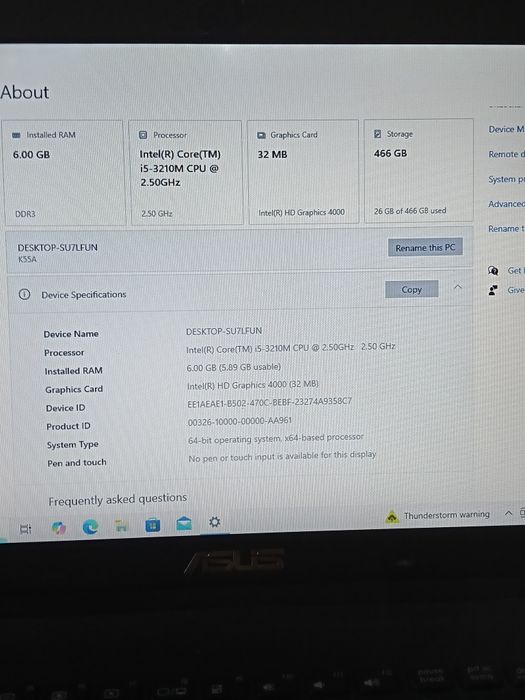 Laptop Asus k55a