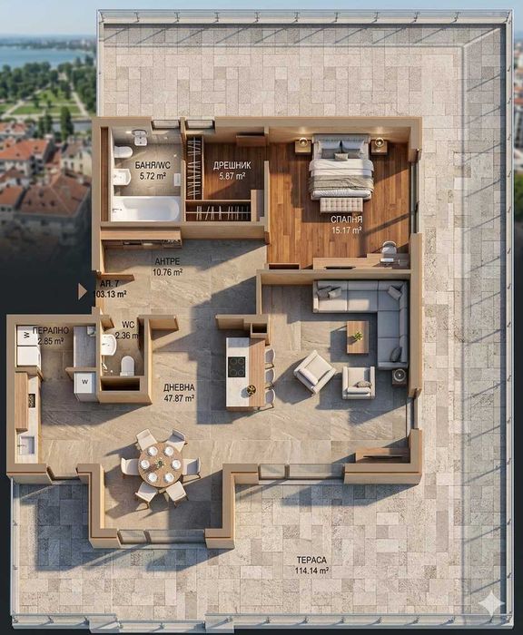 3 стаен ДО КЛЮЧ/ Панорама - морска+парк/ ОТ СОБСТВЕНИК без комисионна