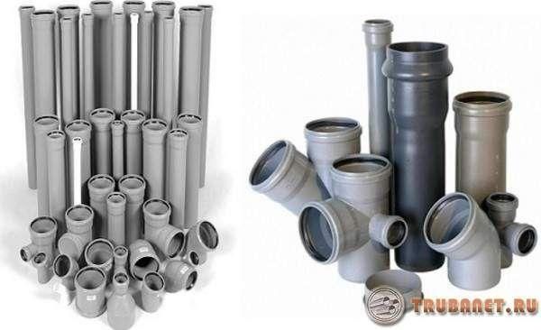 Канализационные трубы и фитинги  пластиковые