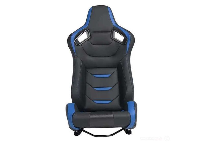 Спортни седалки за автомобил, еко кожа, черни/сини