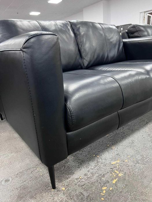 Черен кожен комплект двойка и фотьойл