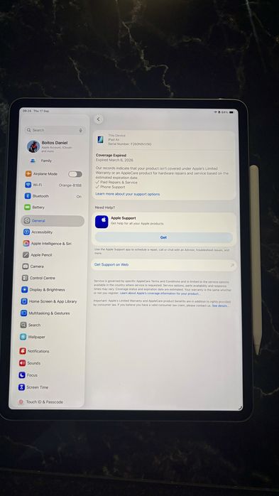 iPad Air 13 M2 128GB + Apple Pencil Pro, baterie 100%, factura