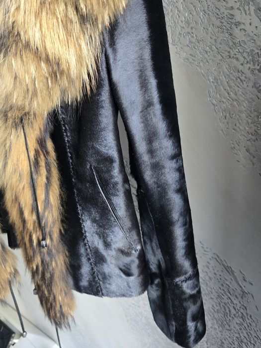 Палто естествена кожа от пони и лисица