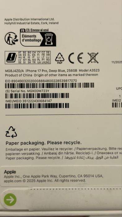 iphone 17 pro 256 gb. Deep blue