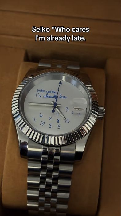 Часовник Seiko Mod Datejust Who cares I’m already late NH35