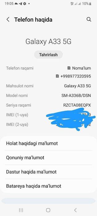 Samsung A 33 5G sotiladi