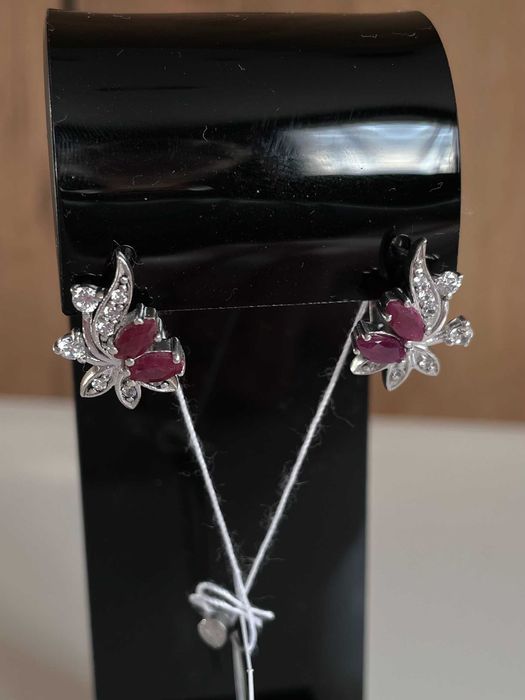 Сребърни обеци с инкрустации – проба 925 – 4,98 г