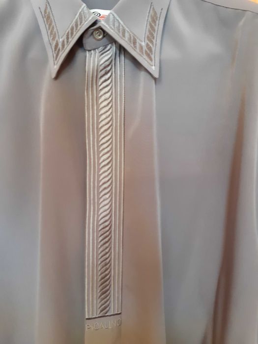 Мъжка сива риза с къс ръкав