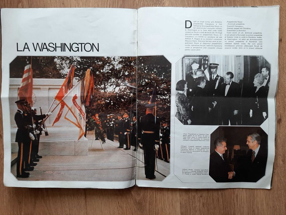 Revista veche comunista propaganda Presedintele Ceausescu in SUA Nixon vizita