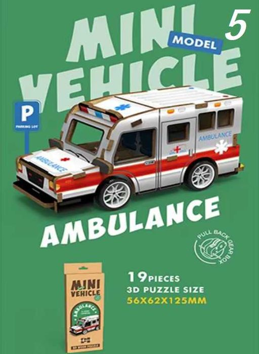 10 модела 3D Направи си сам - Пъзел с Коли за издърпване назад