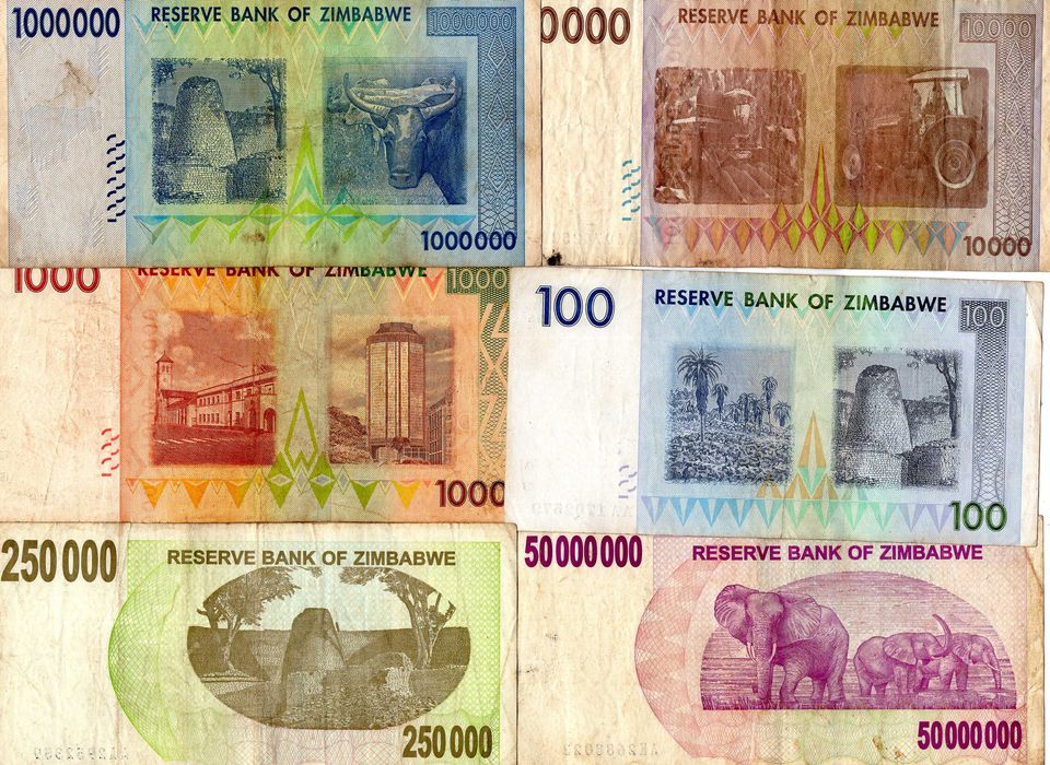 Lot bancnote Zimbabwe - 14 bancnote diferite