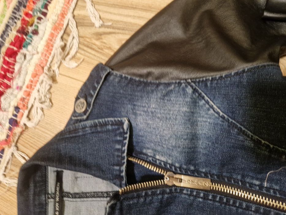 Дънково яке с кожени ръкави-м размер