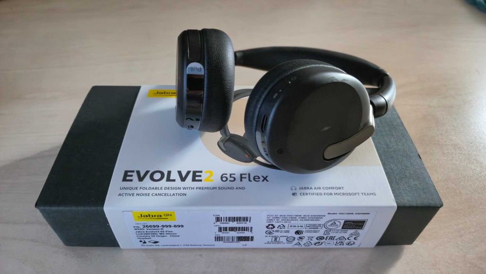 Jabra Evolve2 65 Flex Noi - Căști profesionale wireless, stare impecabilă (ANC, Teams, Wireless)