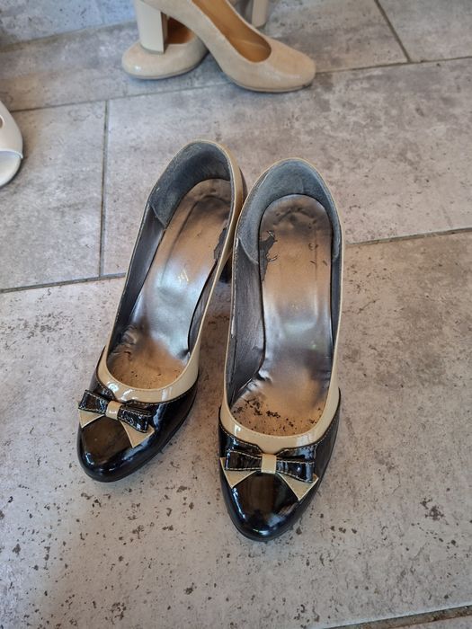 Pantofi negru cu bej