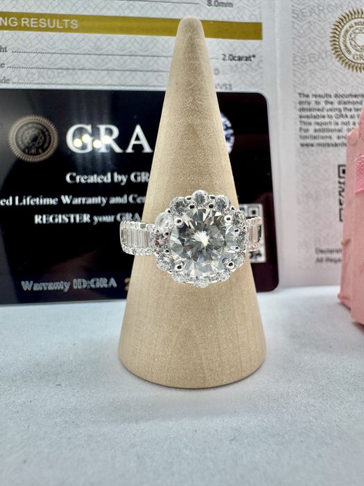 Сребърен пръстен с мойсанит (Диамант) 2 карата