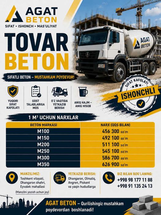"AGAT BETON" Tayyor Beton