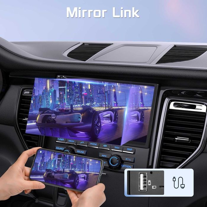 Rimoody Двудиново безжично Carplay/Android Auto автомобилно стерео, 7"