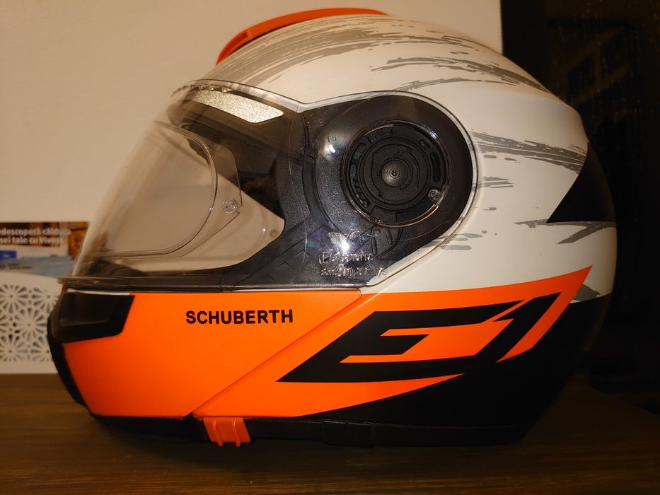 Casca Schuberth E1 58/59 L alb/negru/portocaliu