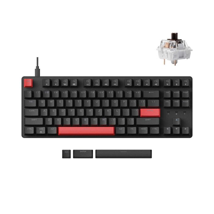 }Клавиатура механическая Lemokey X1 87Key, Keychron Red Brown, Red led