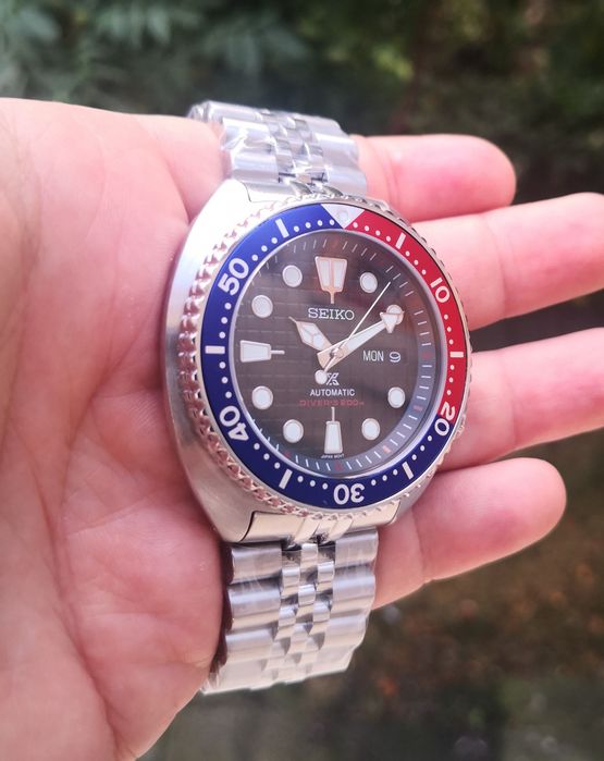 Ceas automatic Seiko Mod Turtle Pepsi Waffle Dial Prospex 200m bratara metalica