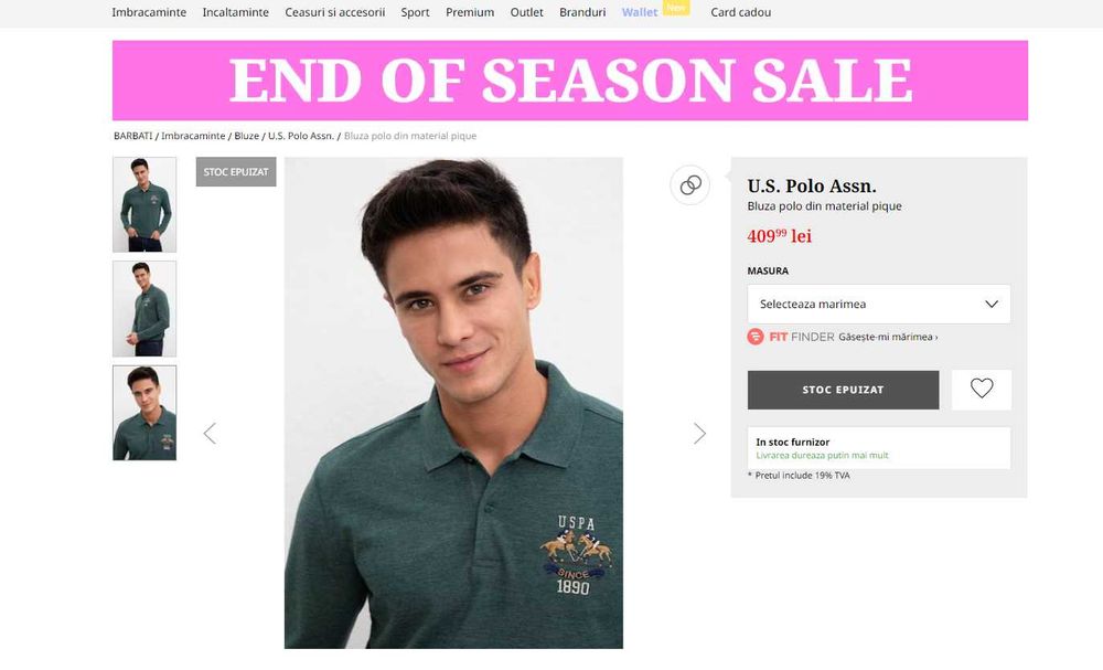 Bluza polo din material pique marca U.S. Polo Assn. marime M
