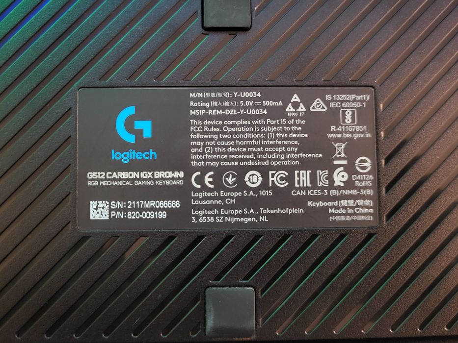 Tastatura Gaming Logitech G512 Carbon RGB GX Brown Switch Mecanica