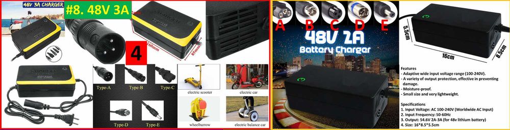 Incarcator baterie  bicicleta scuter electric 36V 48V 60V Nou!