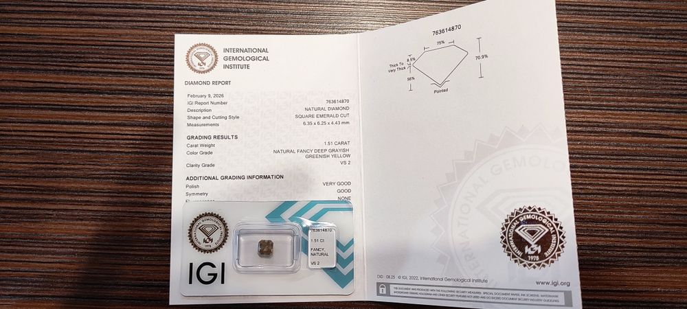 Инвестиционен натурален Диамант 1.51ct. VS2