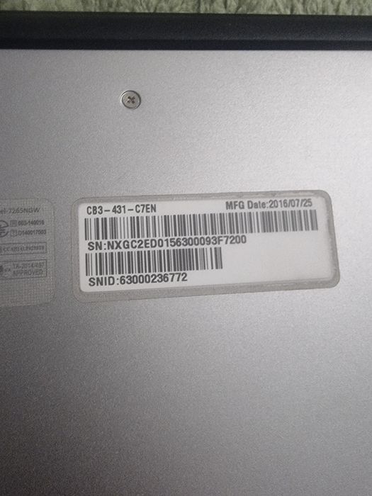 Laptop Acer cb3 - 431