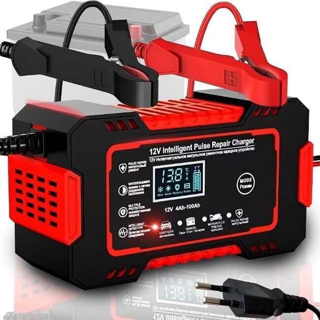 Зарядно устройство за кола , 12V 6A, LCD дисплей, режим на ремонт,