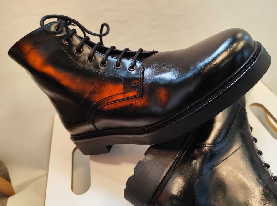 Ghete lace up 43 41 premium Massimo Dutti NOI piele naturala negru