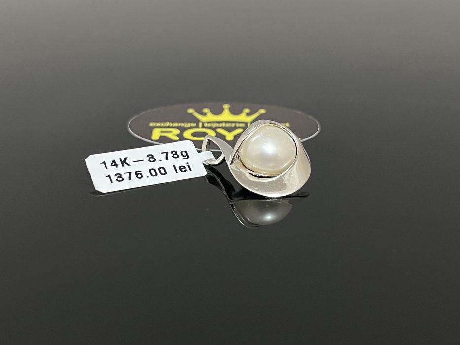 Bijuteria Royal CB : Pandantiv aur alb 14K 3,73 grame cu perla